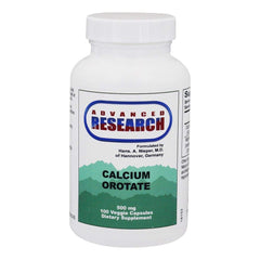 NCI Advanced Research Calcium Orotate Capsules bottle on shelf for daily supplementation.