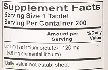 NCI Advanced Research Lithium Orotate 120 Mg tablets close-up showing tablet texture and packaging.