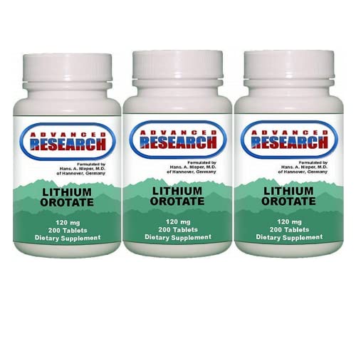 NCI Advanced Research lithium orotate tablets bottle front for steady mood support.