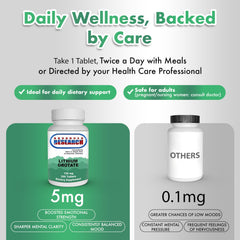 Bottle label close-up showing 5 mg dosage for daily use.