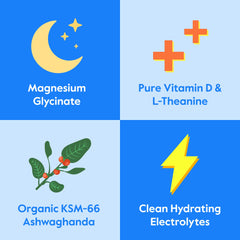 Nectar Calm ingredients panel showing ashwagandha and vitamin D for support.