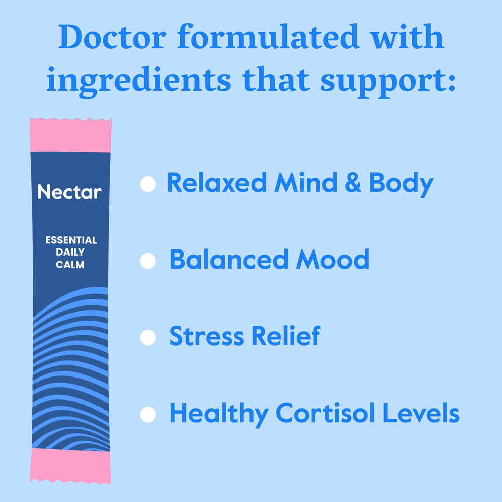 Nectar Calm sugar-free label highlighting clean ingredients.