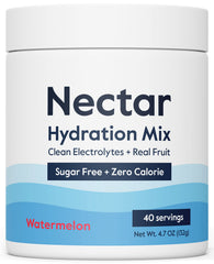 Nectar Sugar Free Electrolytes Powder front view, watermelon flavor, zero calories hydration option