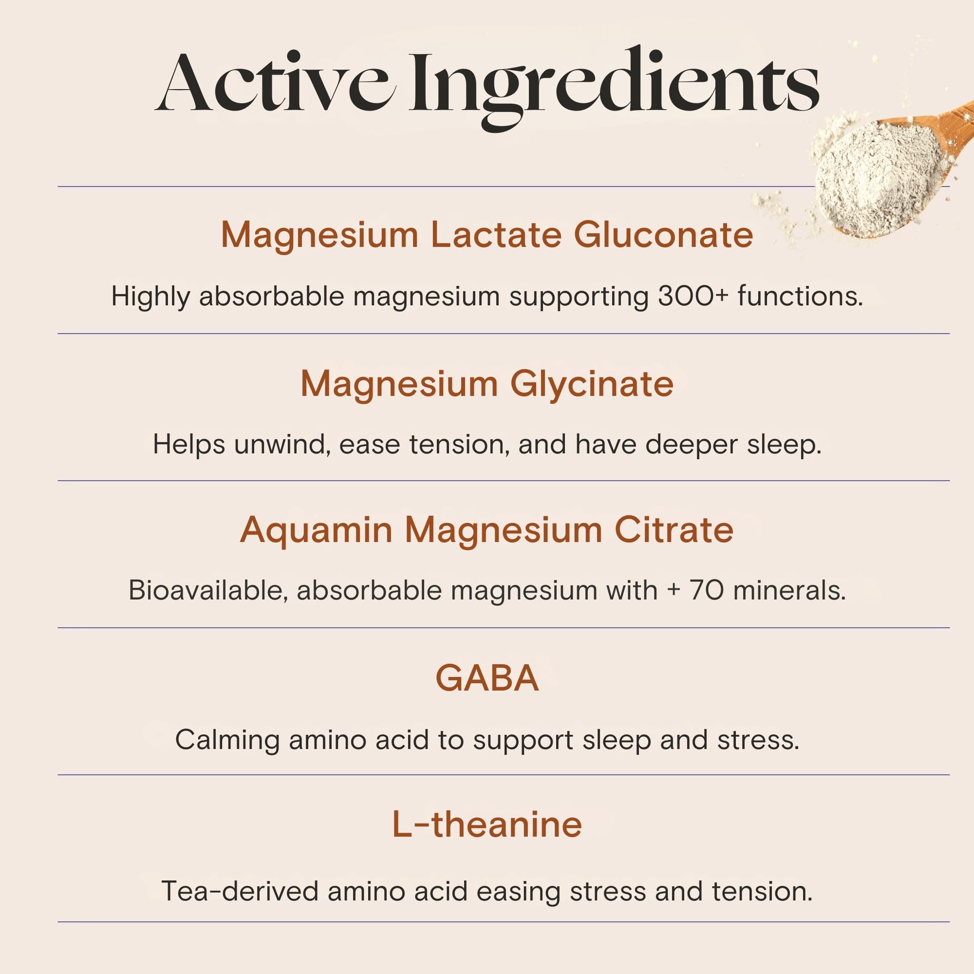 Close-up of mellö magnesium forms lactate gluconate, aquamin and glycinate