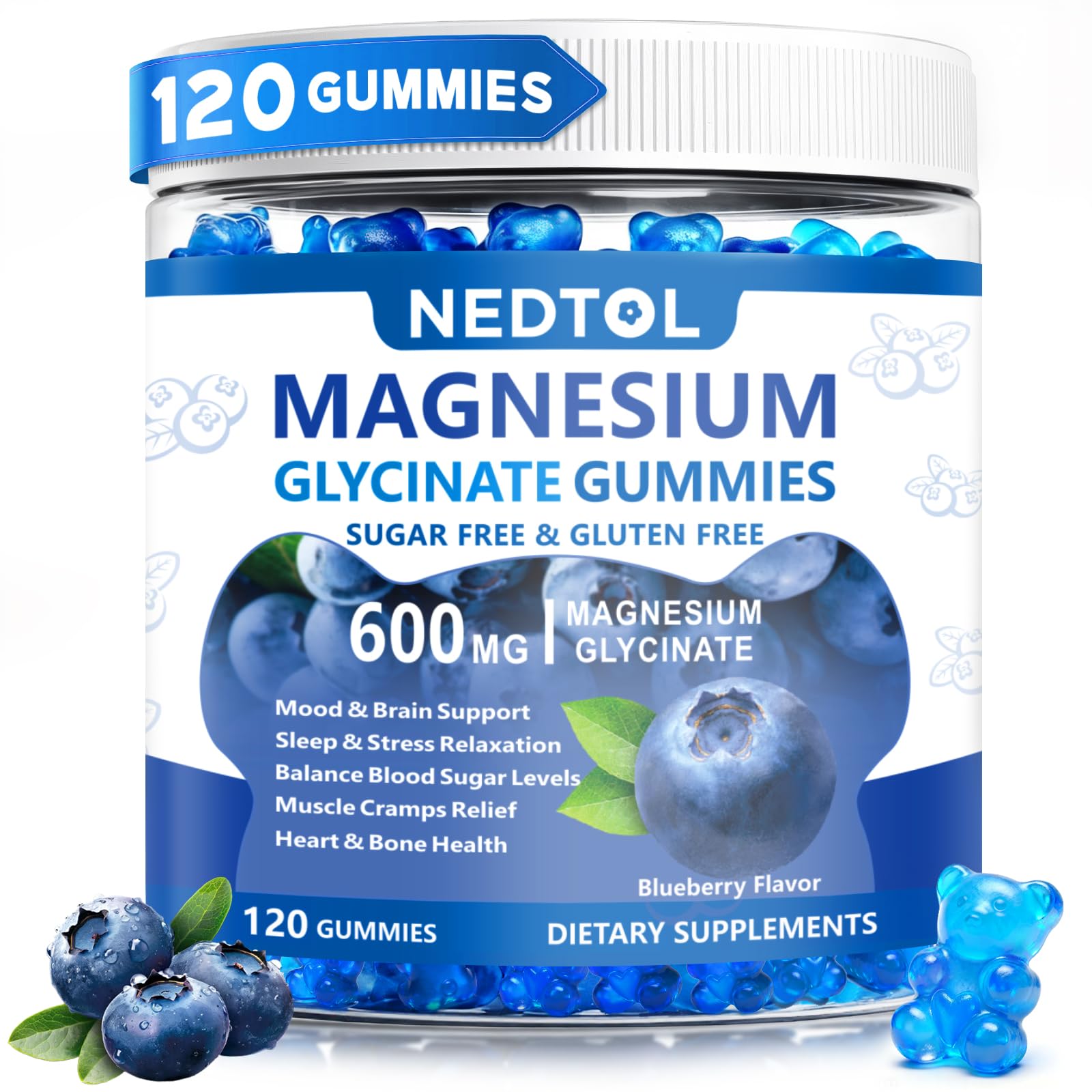 Nedtol magnesium glycinate gummies bottle-front for daily magnesium support