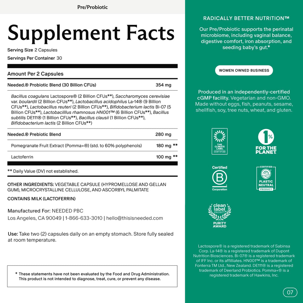 Needed Balance bottle pour shows easy daily probiotic intake.