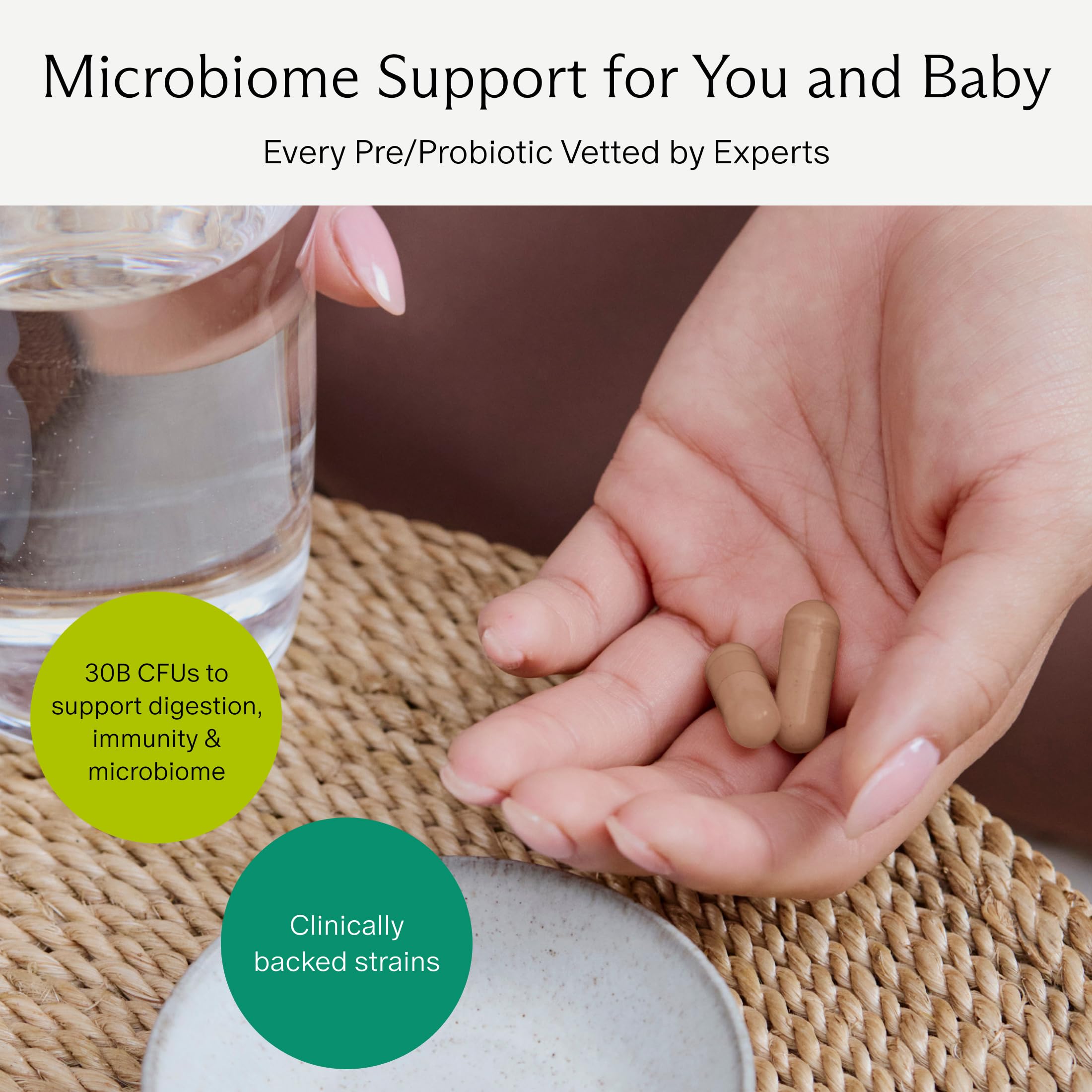 Needed Balance probiotic capsules ready for mom and baby's microbiome.