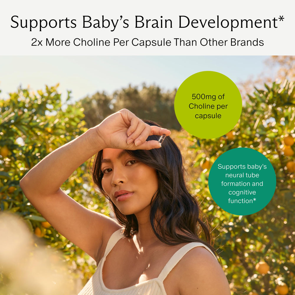 Needed Prenatal Choline+ label front highlights third-party testing and purity.