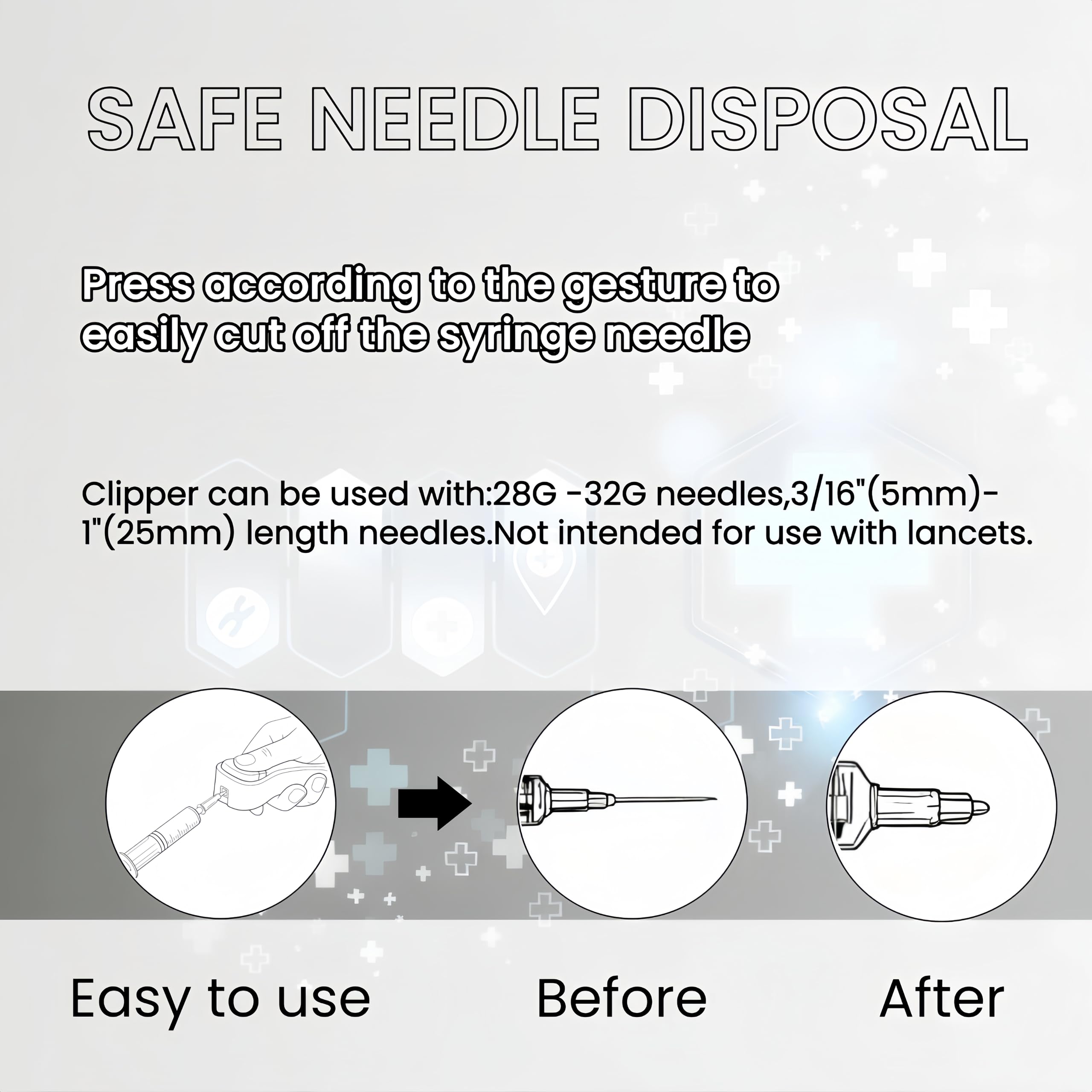Needle Tip Clipper Black ergonomic grip enables comfortable one-hand use
