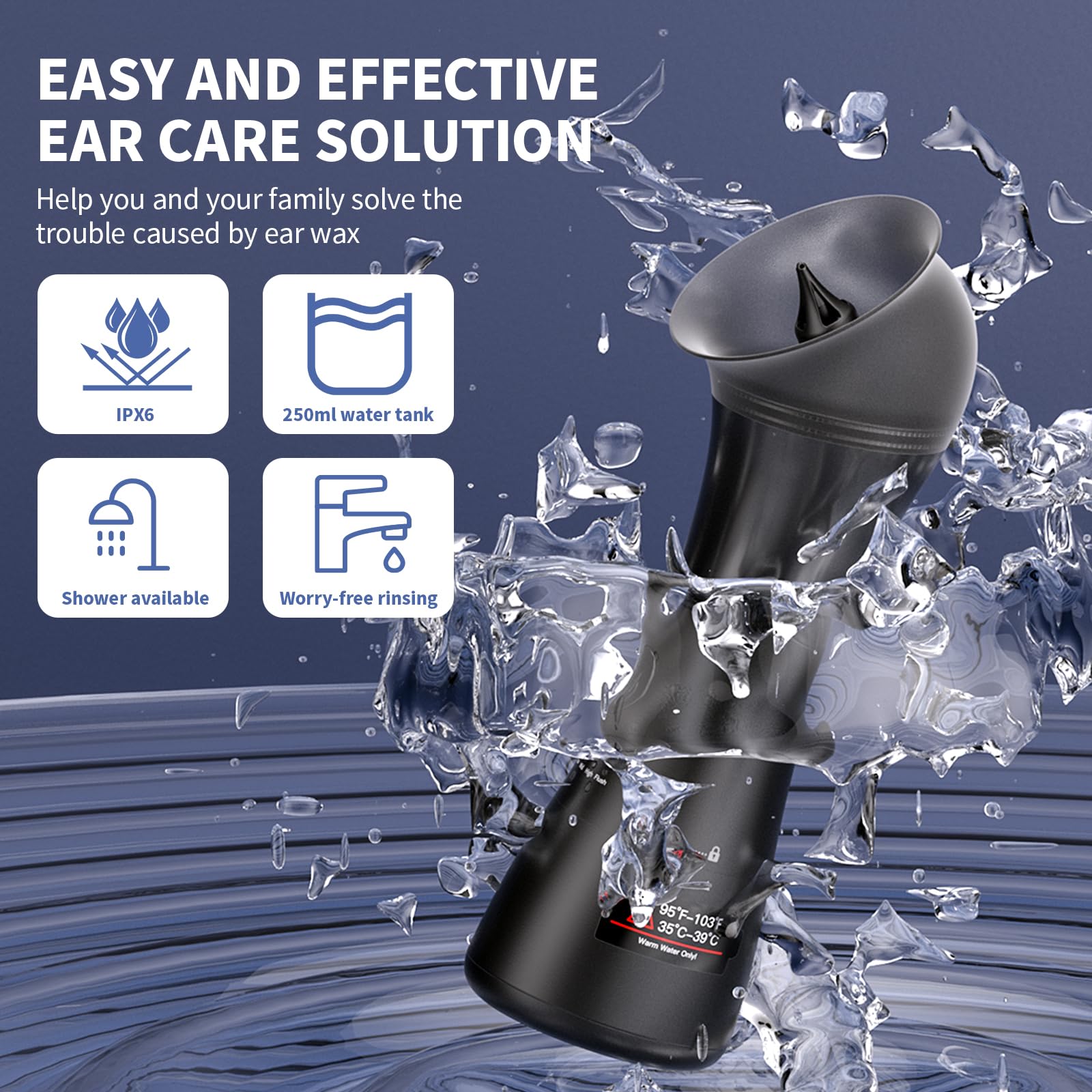 NEGAHU smart temperature indicator LED guides safe water use during cleaning.