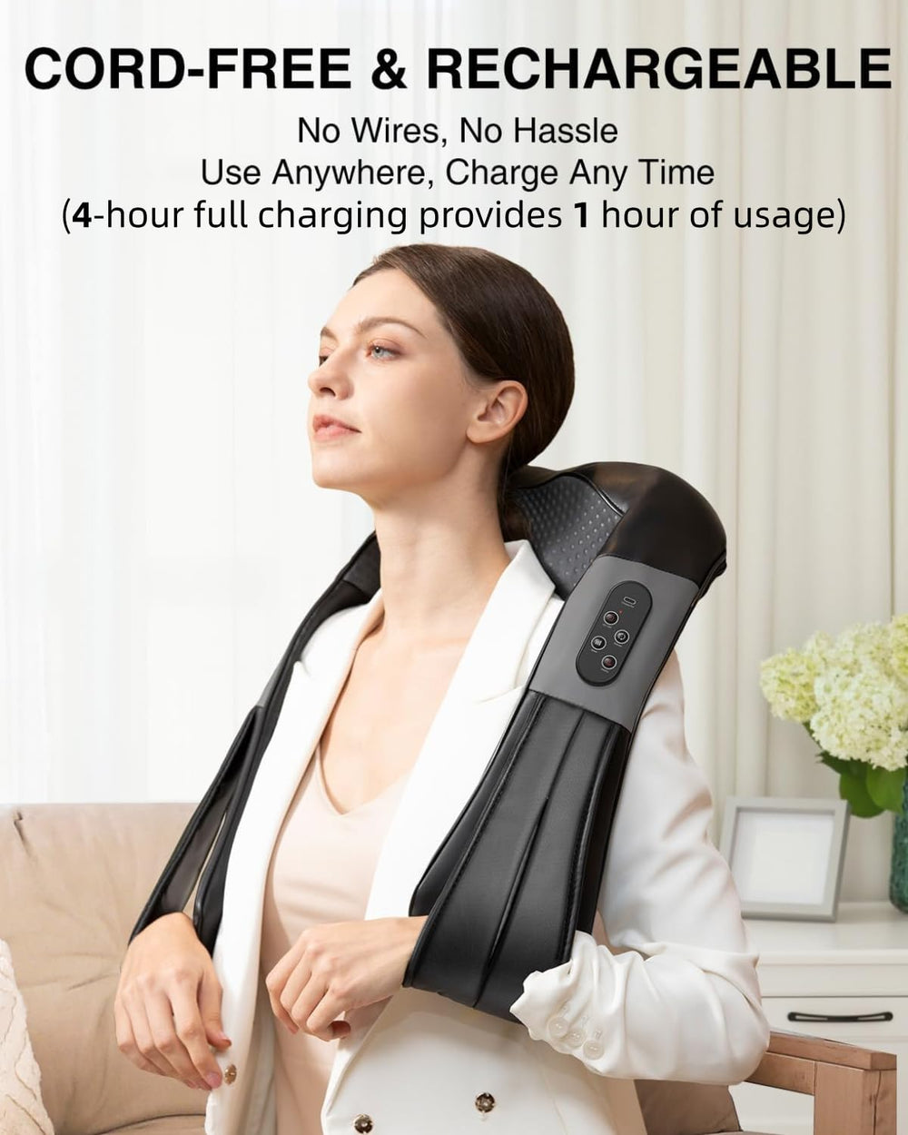 Nekteck shiatsu massager with 16 deep kneading nodes for targeted relief