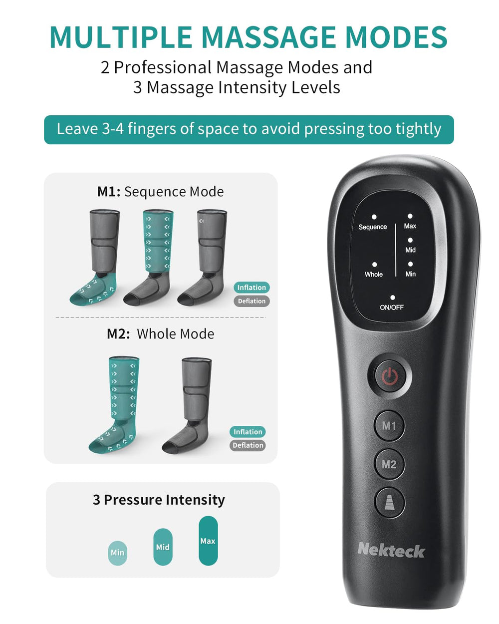 Nekteck adjustable Velcro straps for secure fit.