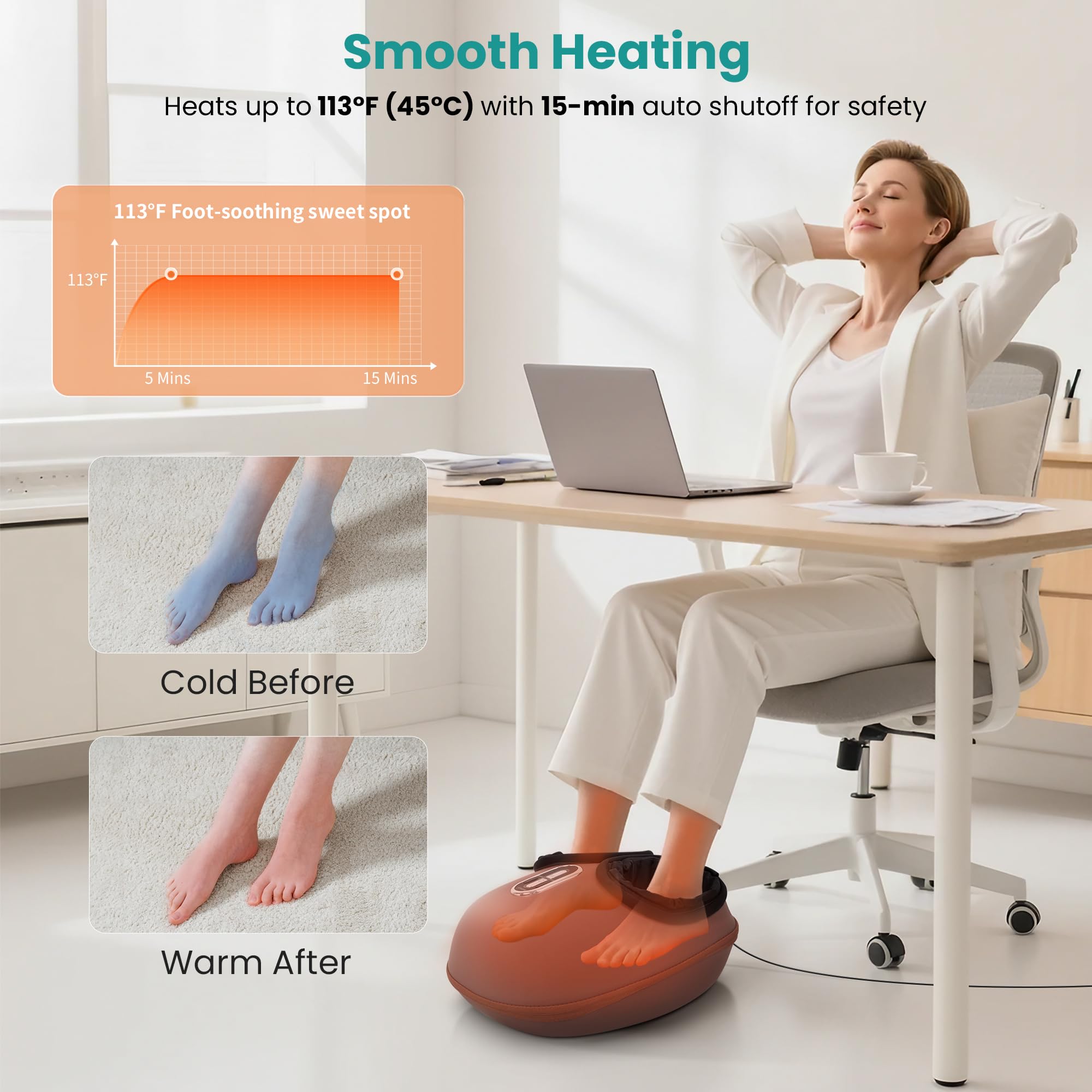 Nekteck massager with visible air compression controls for customized circulation.