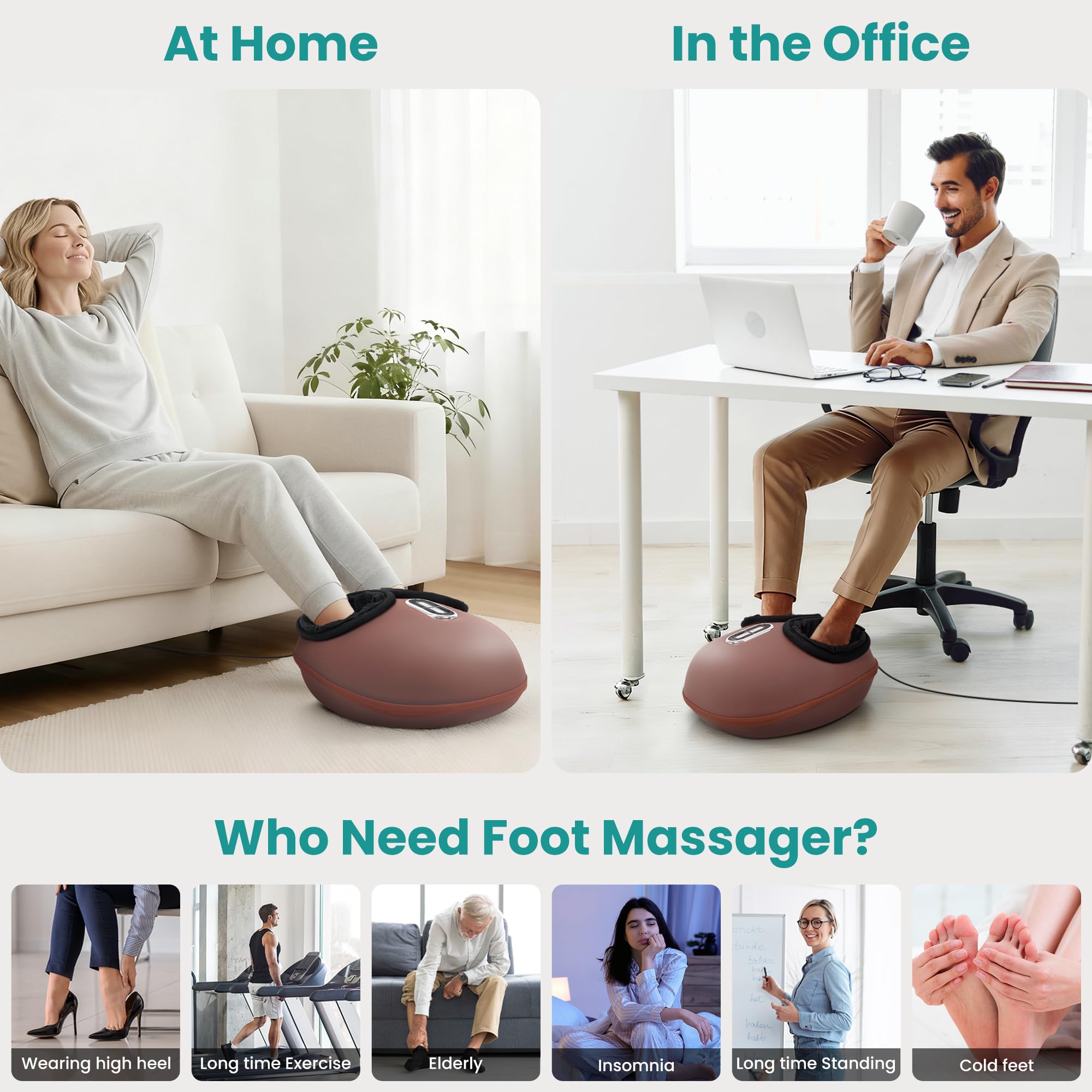 Compact design suitable for a home office setup and quick foot relief.