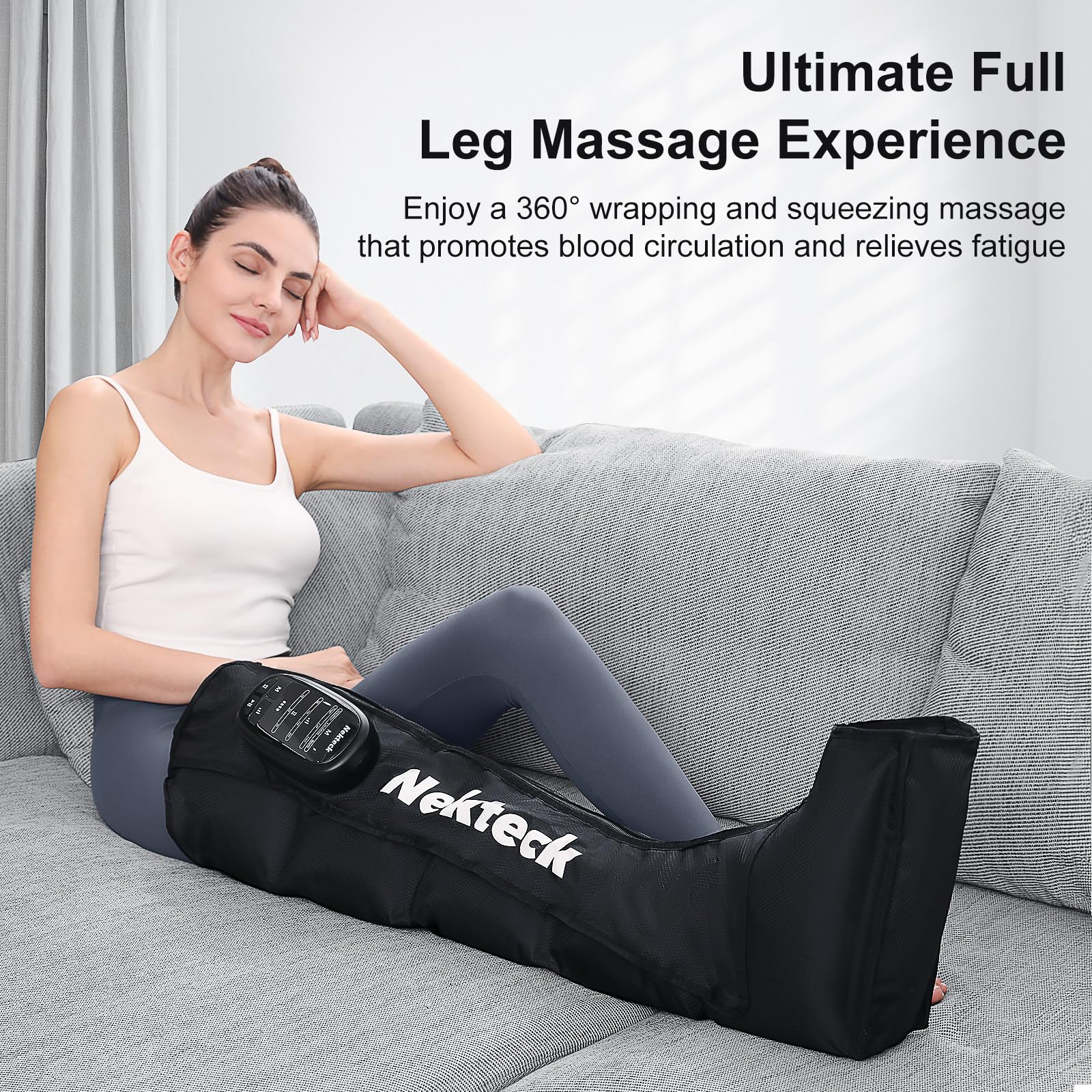 Nekteck cordless leg massager battery pack highlights long sessions away from outlet