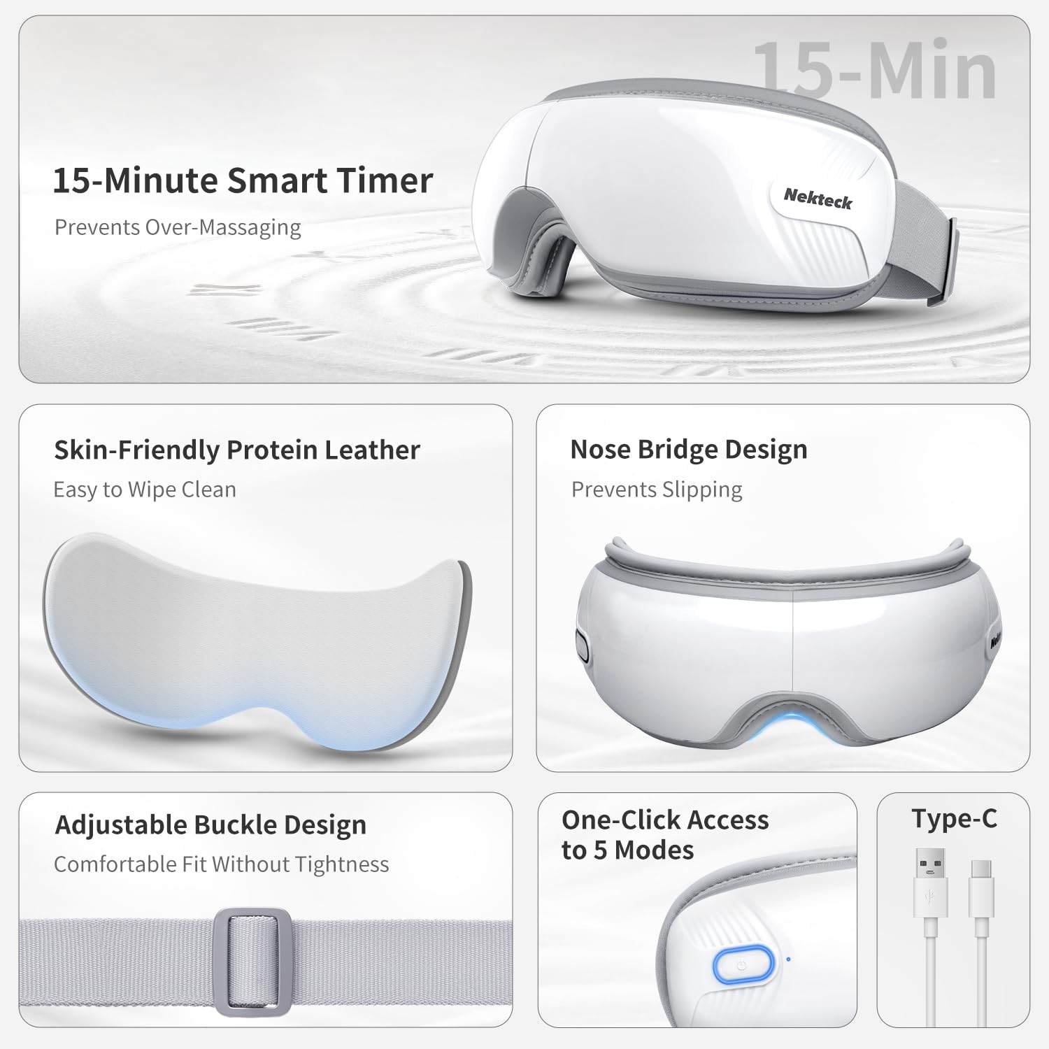 Nekteck Eye Massager folded for travel and on-the-go use.