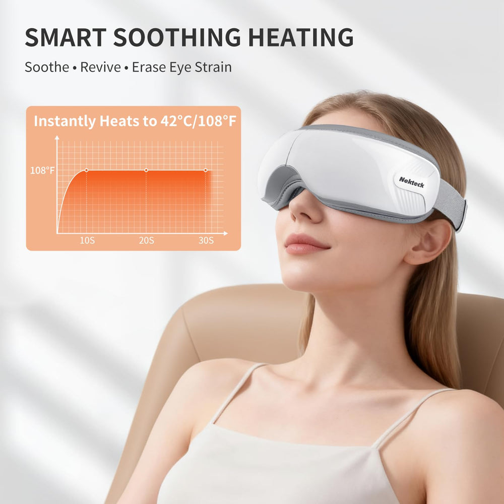 Nekteck Eye Massager in action delivering heat therapy to eyes.