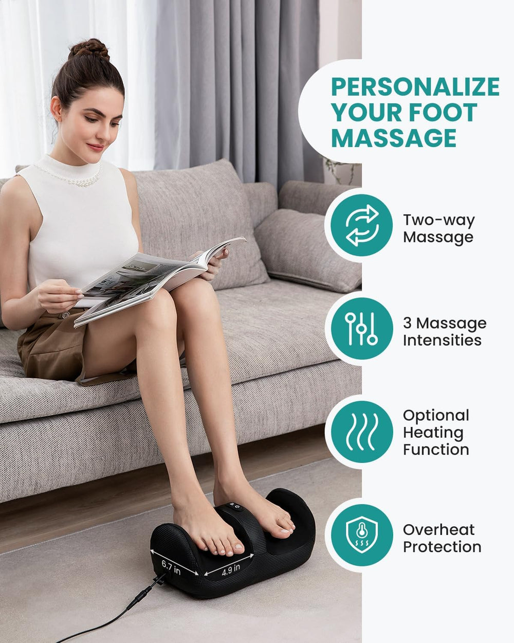 Nekteck foot massager with built-in timer for session control
