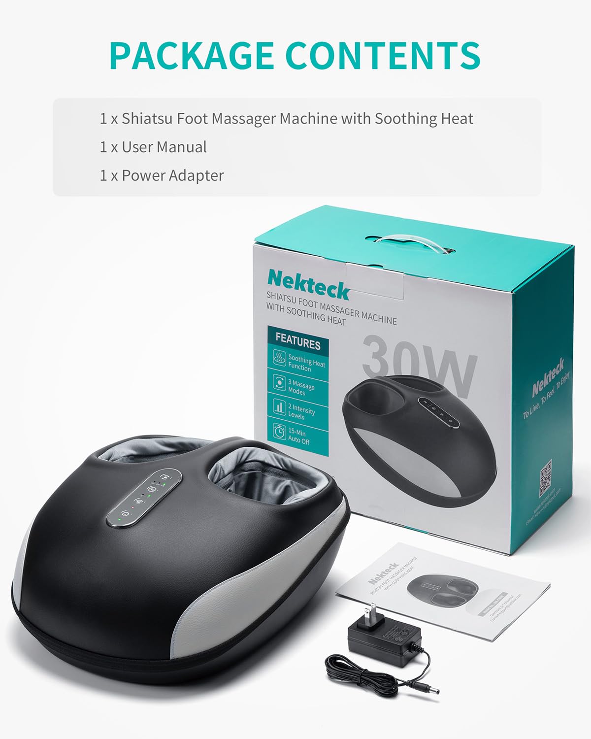 Nekteck foot massager simple control panel for quick sessions