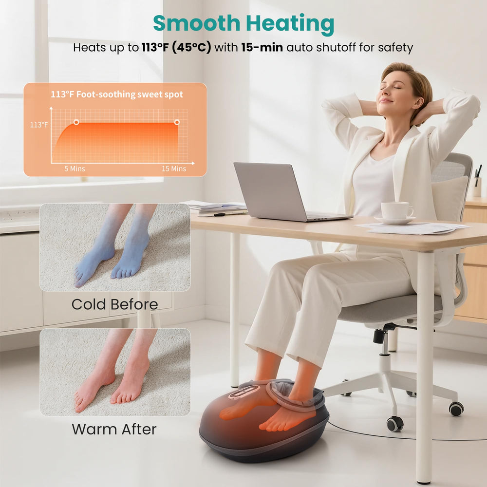 Nekteck deep-kneading rollers closeup demonstrating targeted pressure on feet arches.