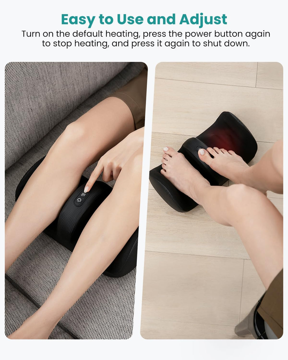 Nekteck heated foot massager reaches about 113°F for warmth