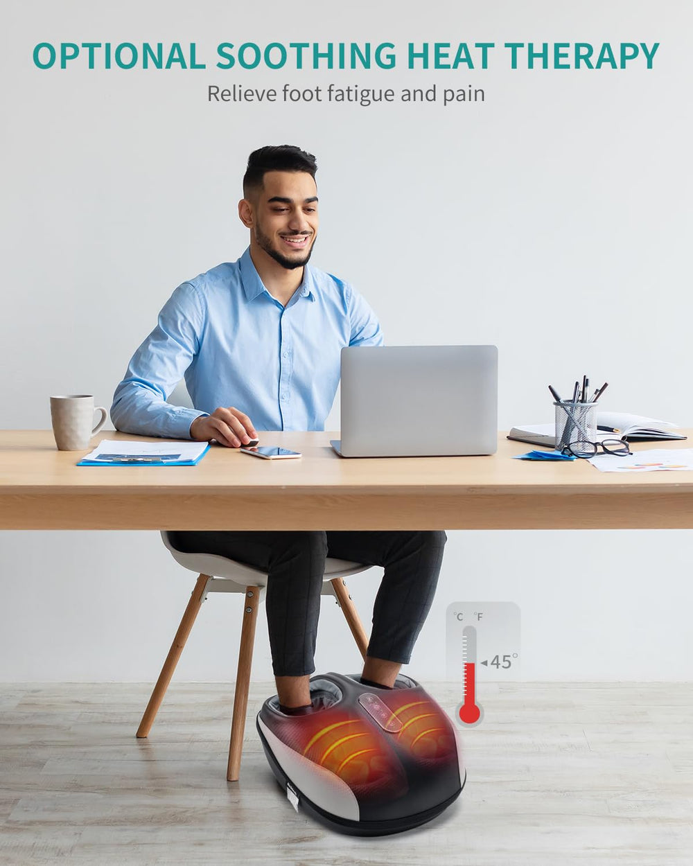Nekteck foot massager heat function warms feet for circulation
