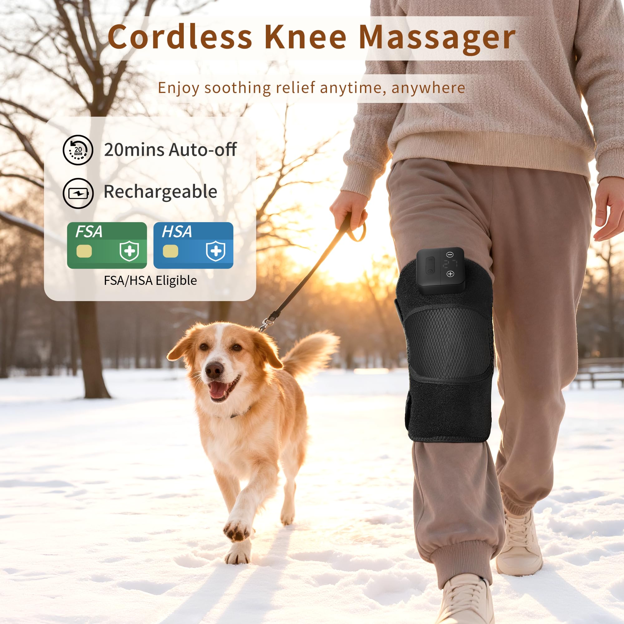 Adjustable straps on Nekteck knee massager for secure wear