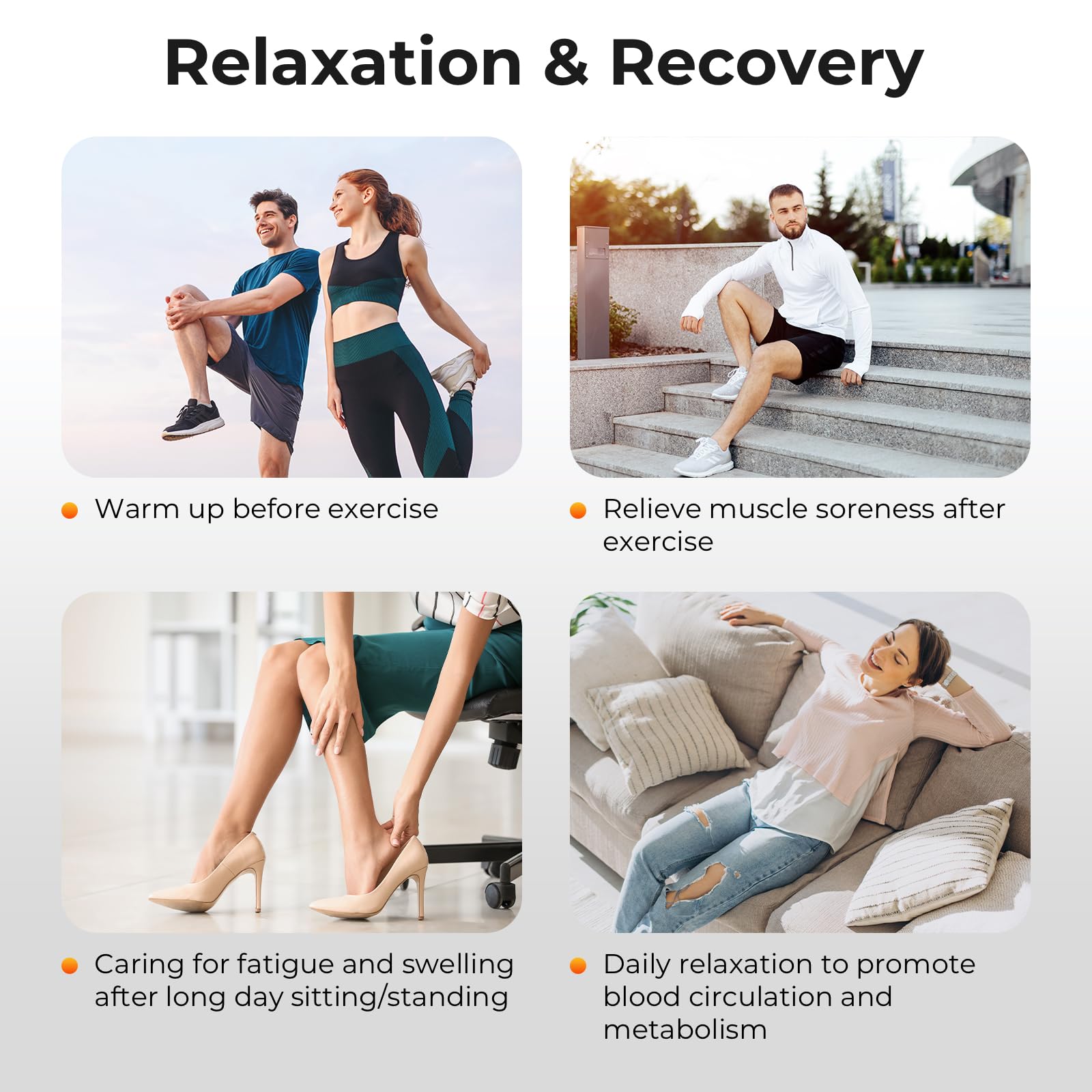 Nekteck leg compression massager with 6 modes and 6 intensities for customized relief
