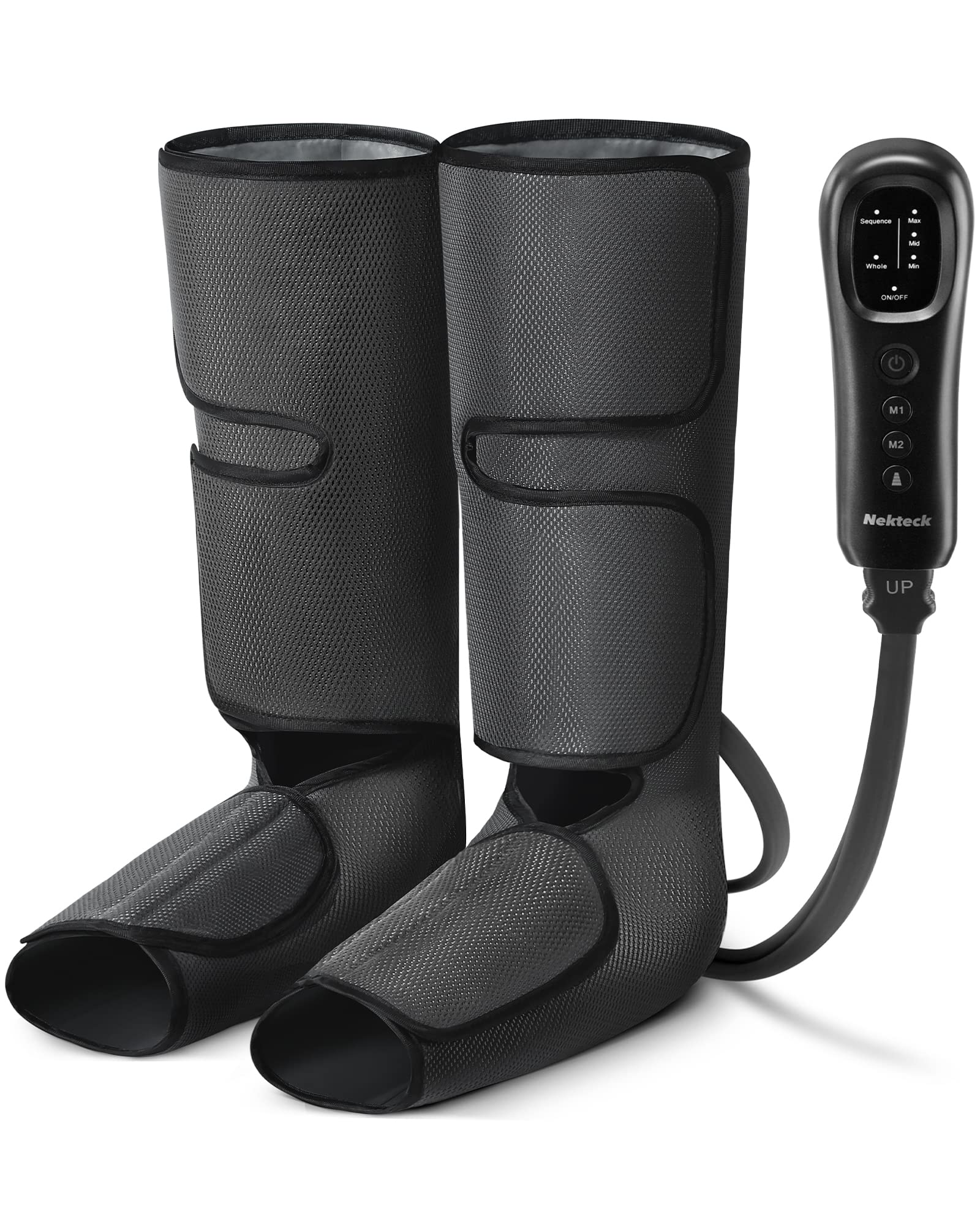 Nekteck leg compression massager wrap on leg for targeted relief.