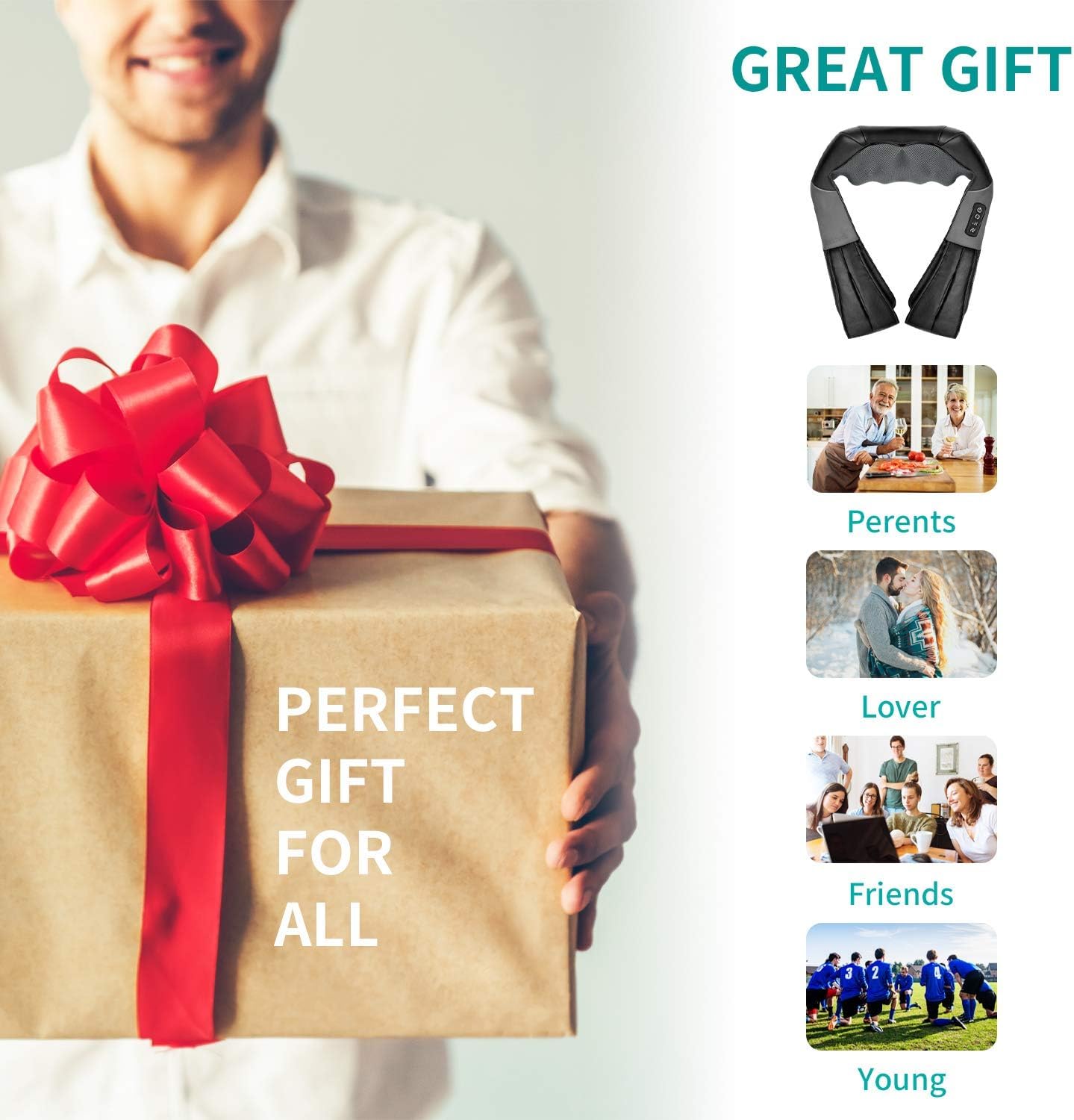 Nekteck neck massager conforms to body contours for neck and shoulders