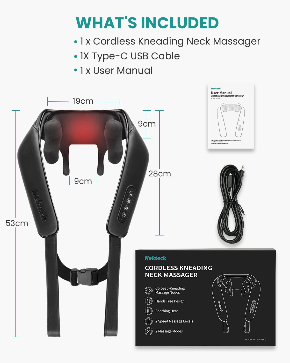 Nekteck neck massager compact and portable for travel
