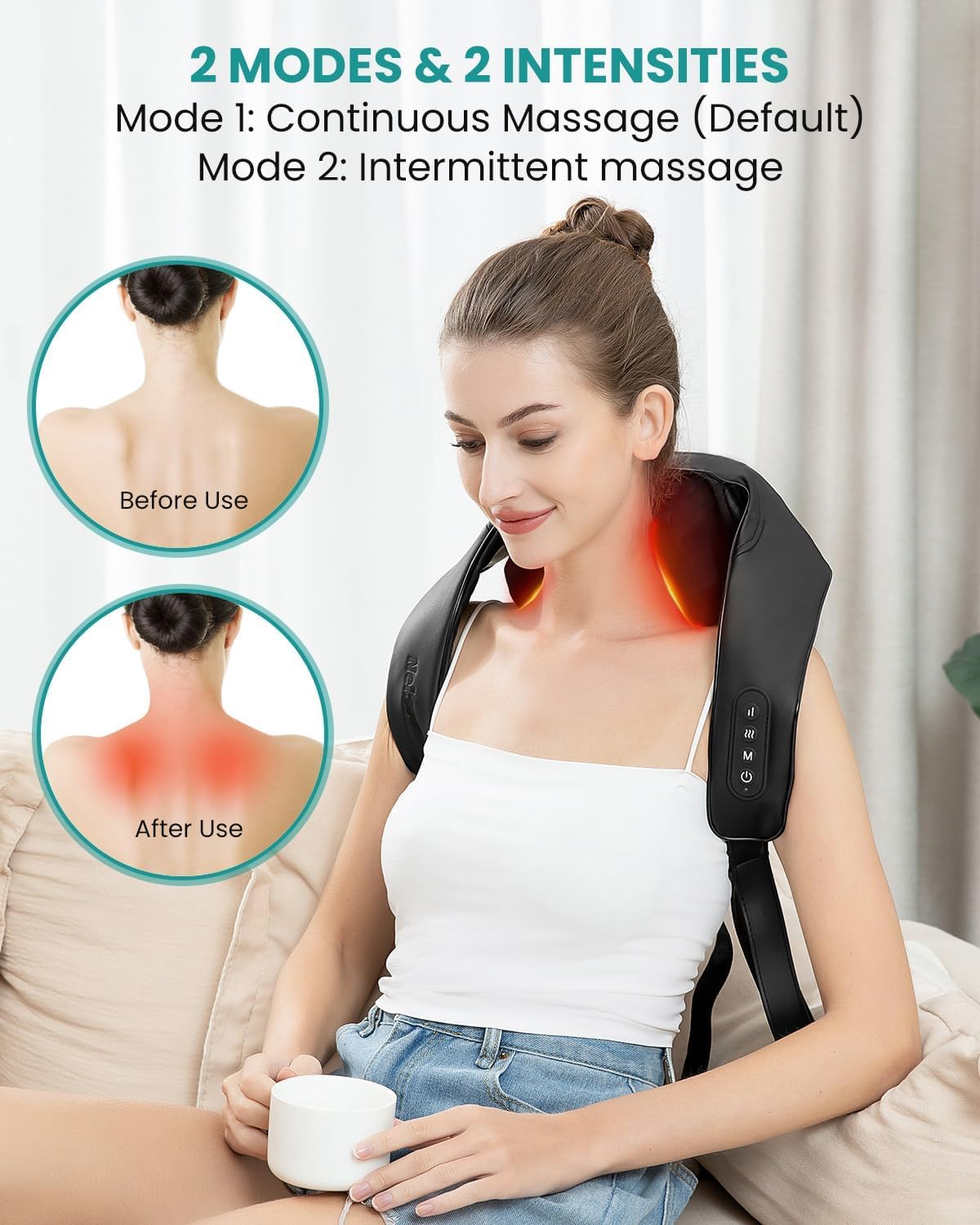 Nekteck neck massager in a home or office setting