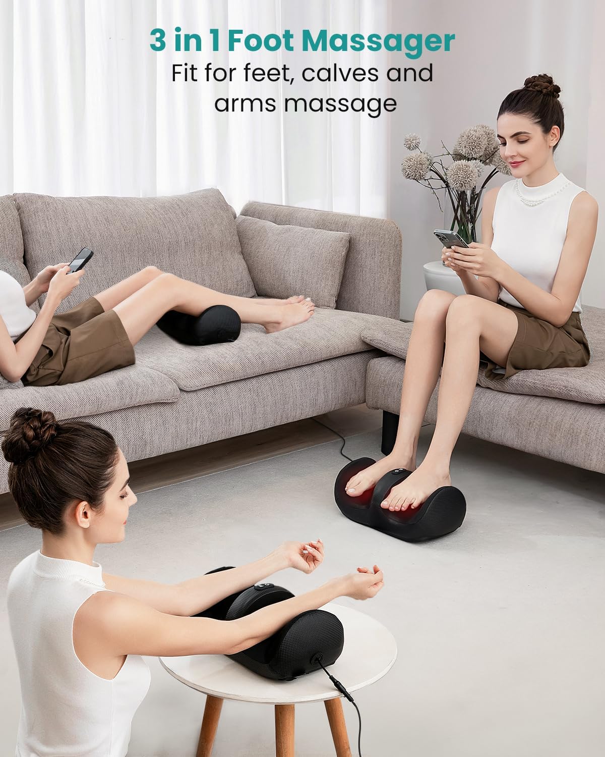 Nekteck portable foot massager weighing 3.3 pounds for easy transport