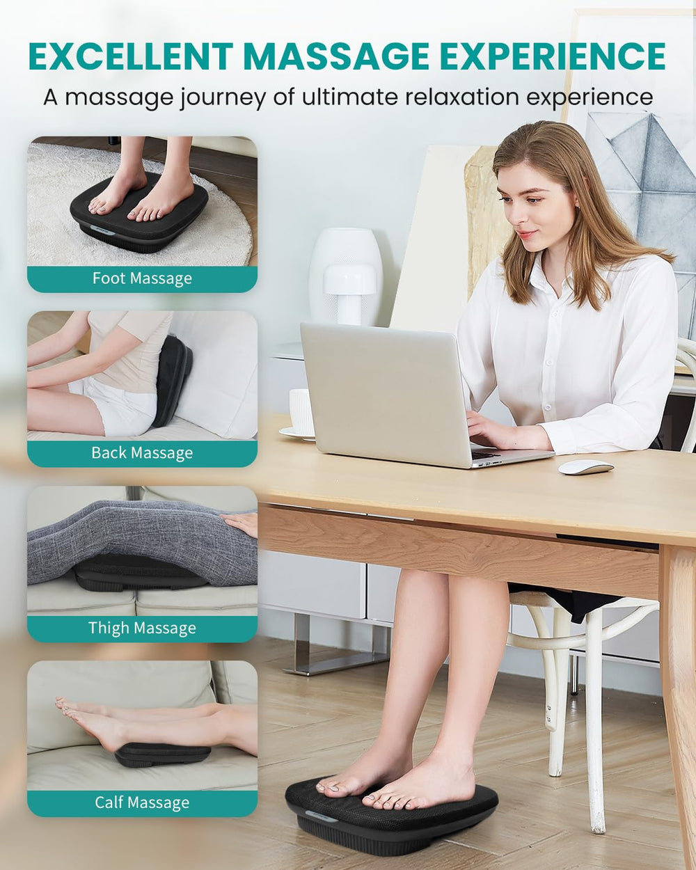 Nekteck Shiatsu foot massager 6 heads and 40 nodes for thorough kneading.