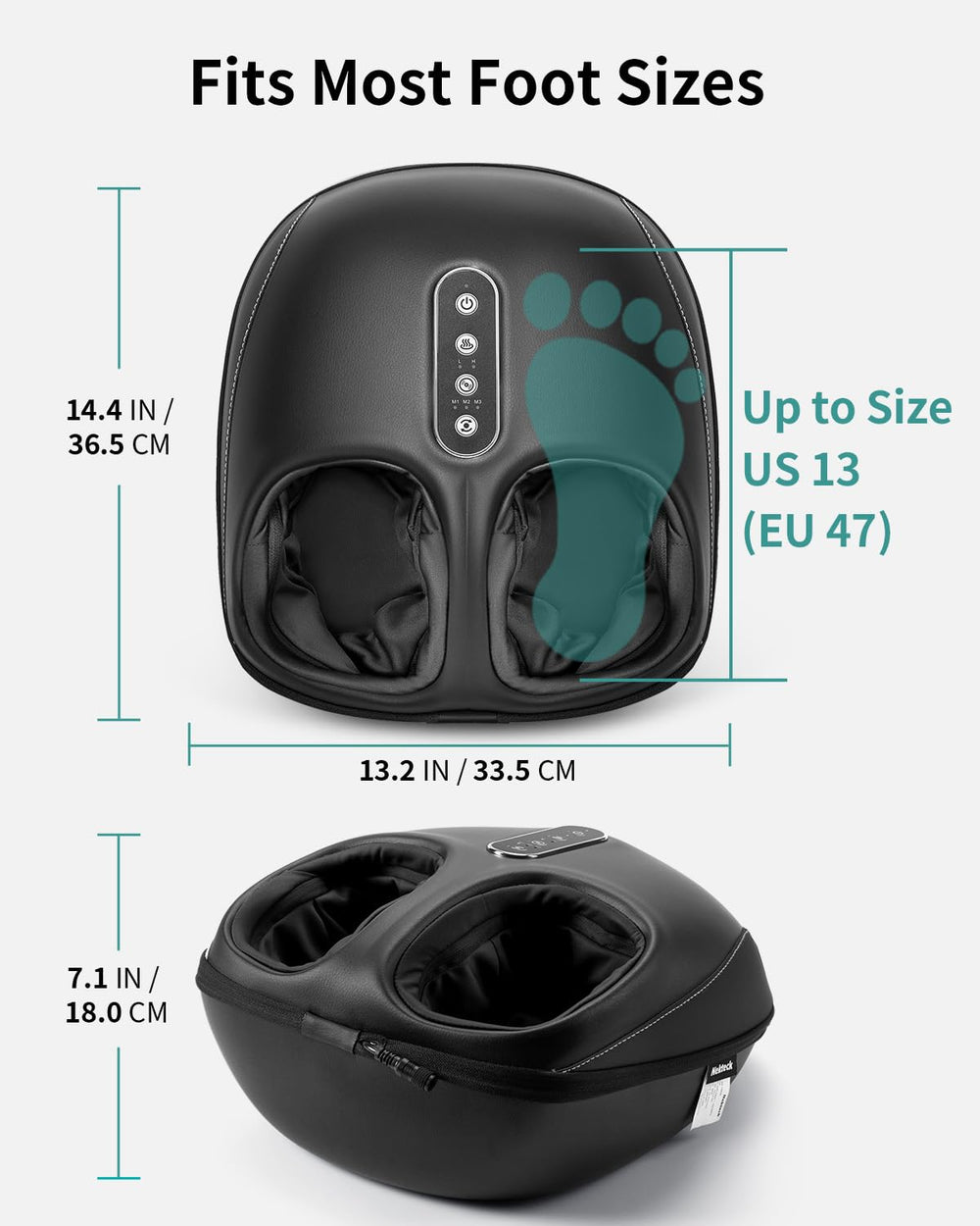 Nekteck Shiatsu foot massager compact design fits under desks