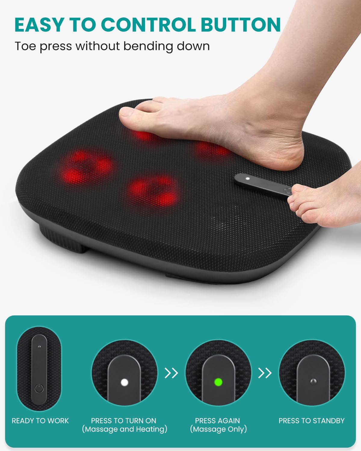 Nekteck Shiatsu foot massager ergonomic design targeting arch and heel.