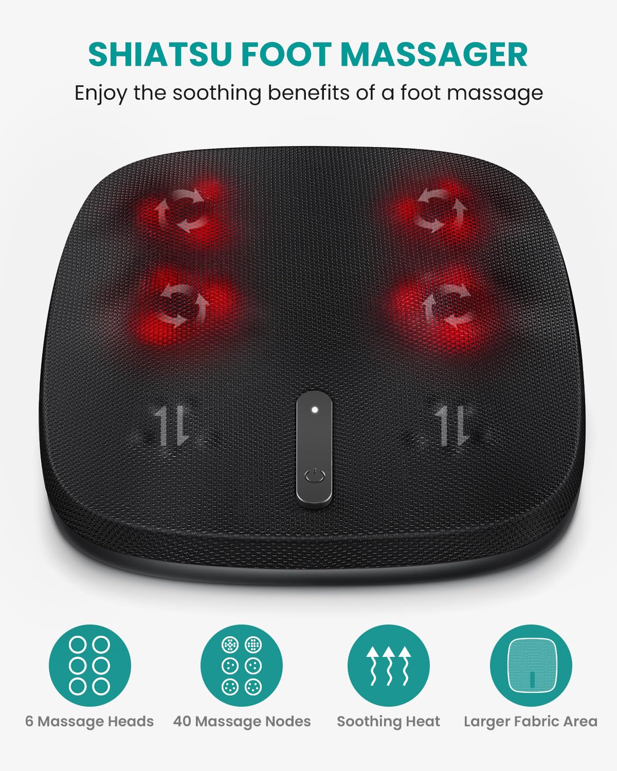 Nekteck Shiatsu foot massager heat function warming feet quickly.