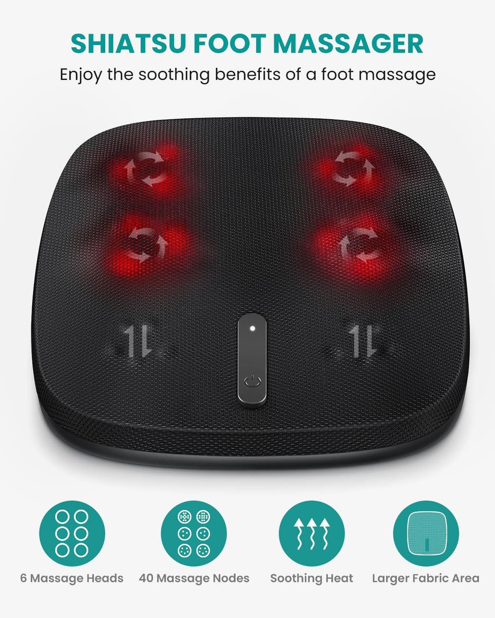 Nekteck Shiatsu foot massager heat function warming feet quickly.
