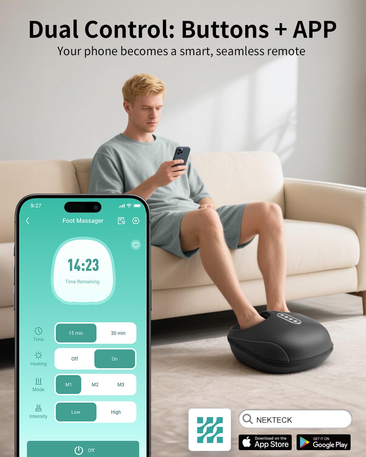 Nekteck Shiatsu foot massager fits up to size 13 for all