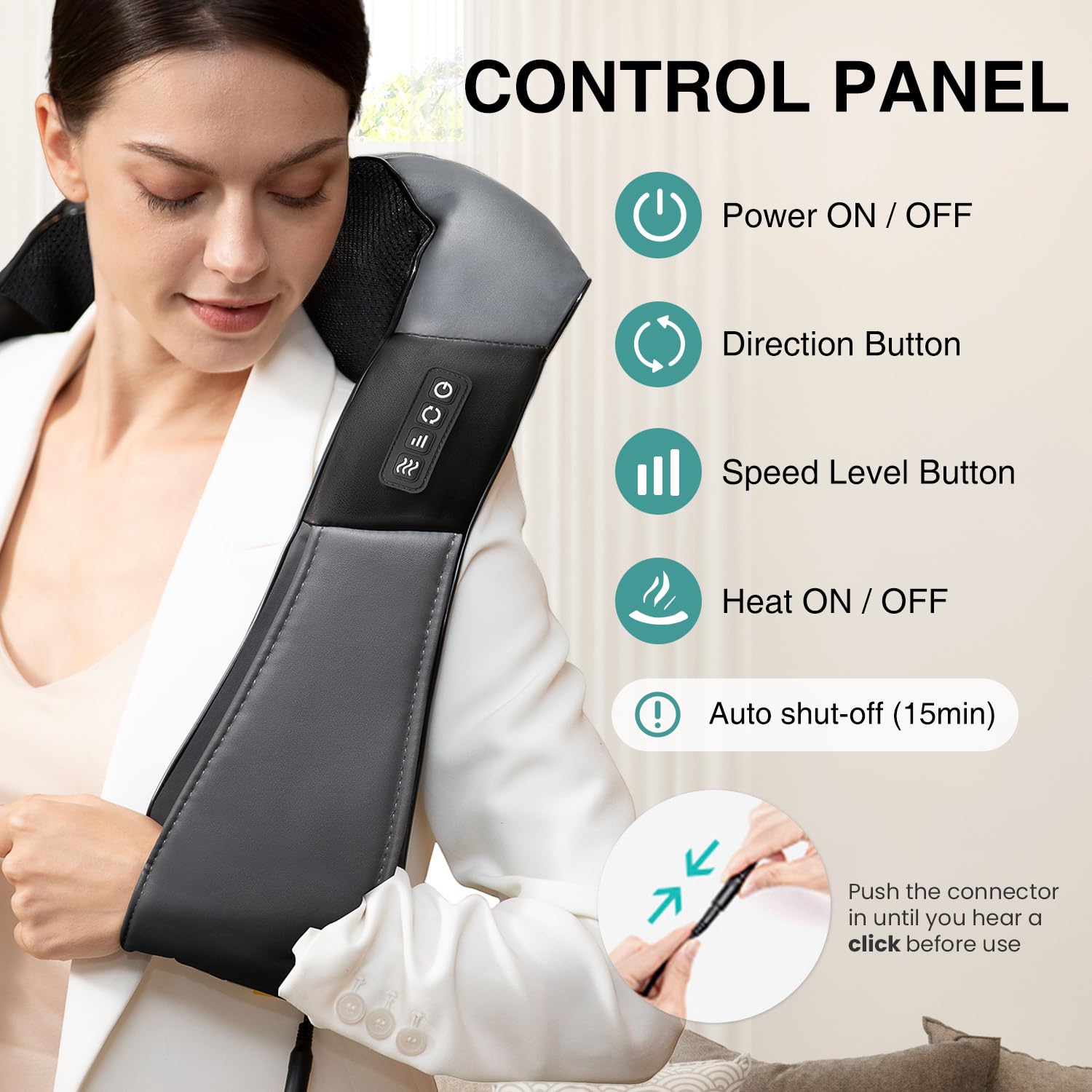 Nekteck massager with adjustable intensity for personalized pressure.