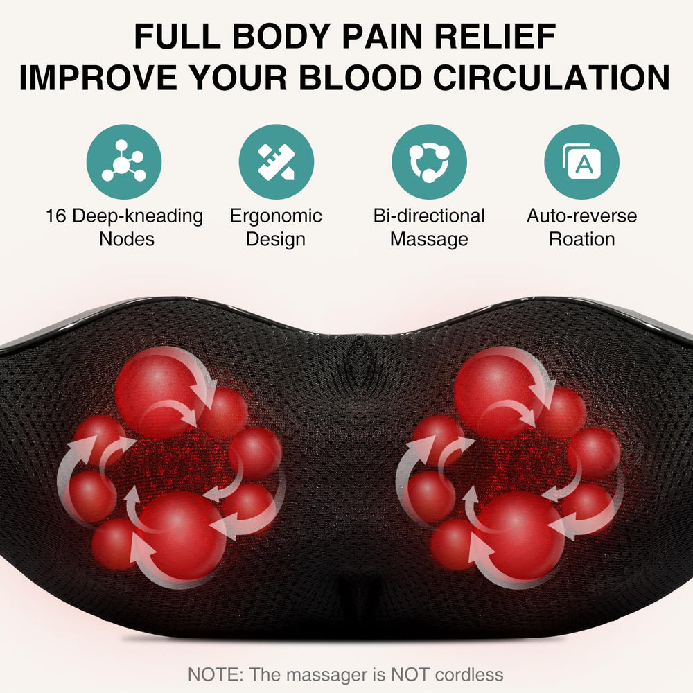 Nekteck massager heat function delivering soothing warmth during session.