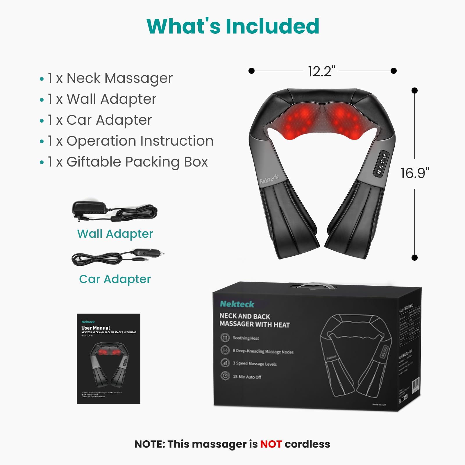 Nekteck Shiatsu Neck Massager gift-ready packaging for thoughtful gifting
