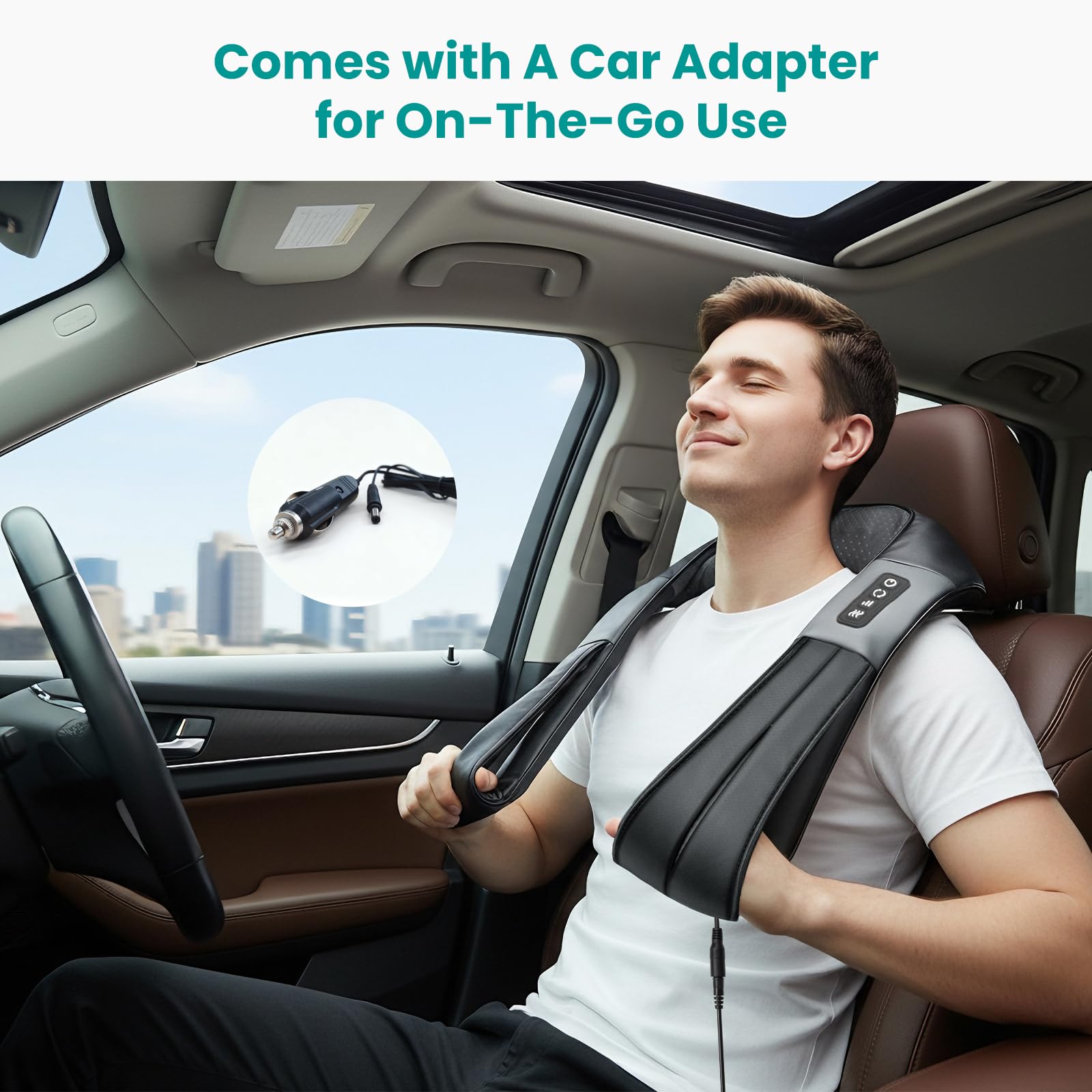 Nekteck Shiatsu Neck Massager leather cover emphasizes durability and easy cleaning