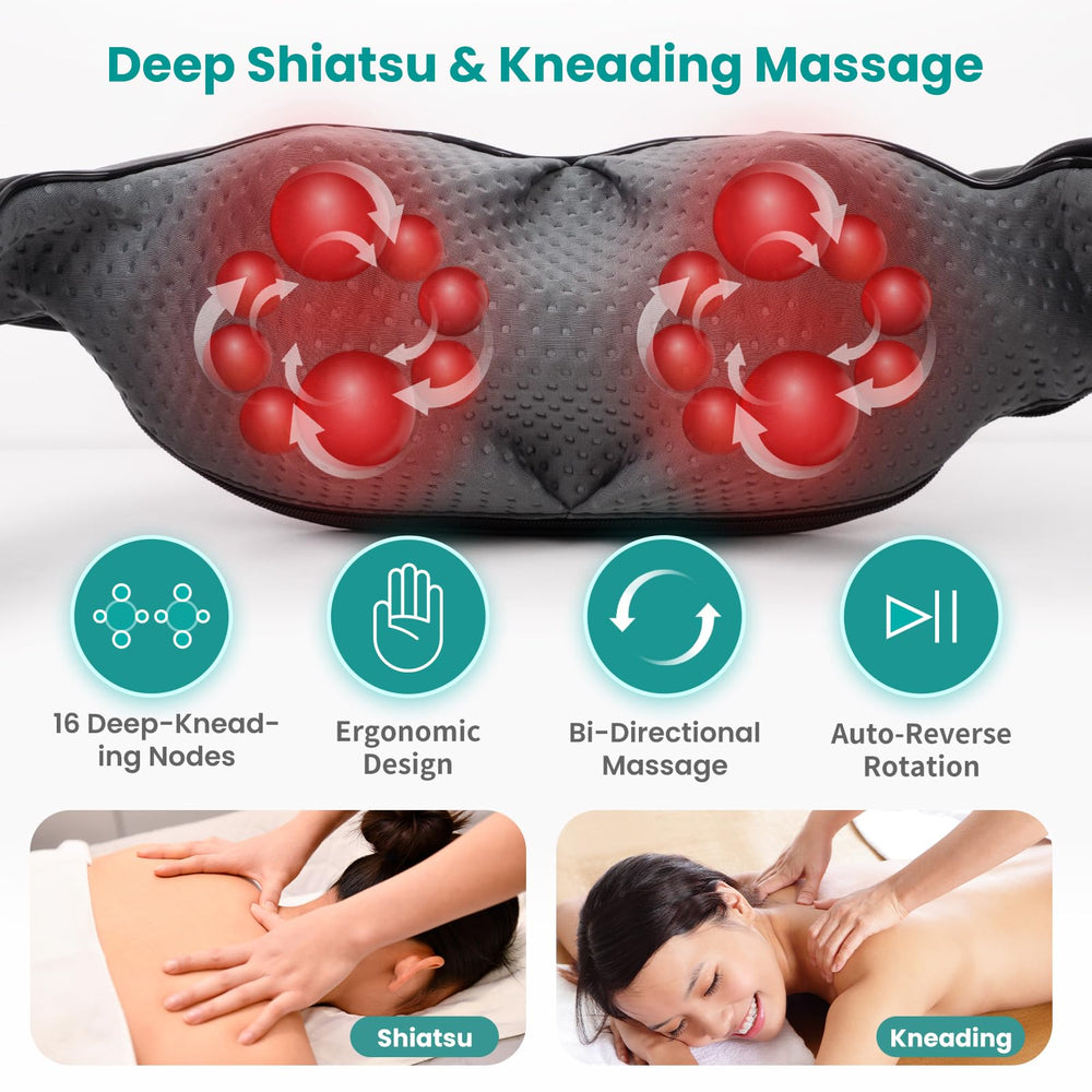 Nekteck Shiatsu Neck Massager side view highlights portable design for home and office