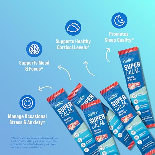 Nello SuperCalm ingredients visual highlighting L-Theanine and ashwagandha.