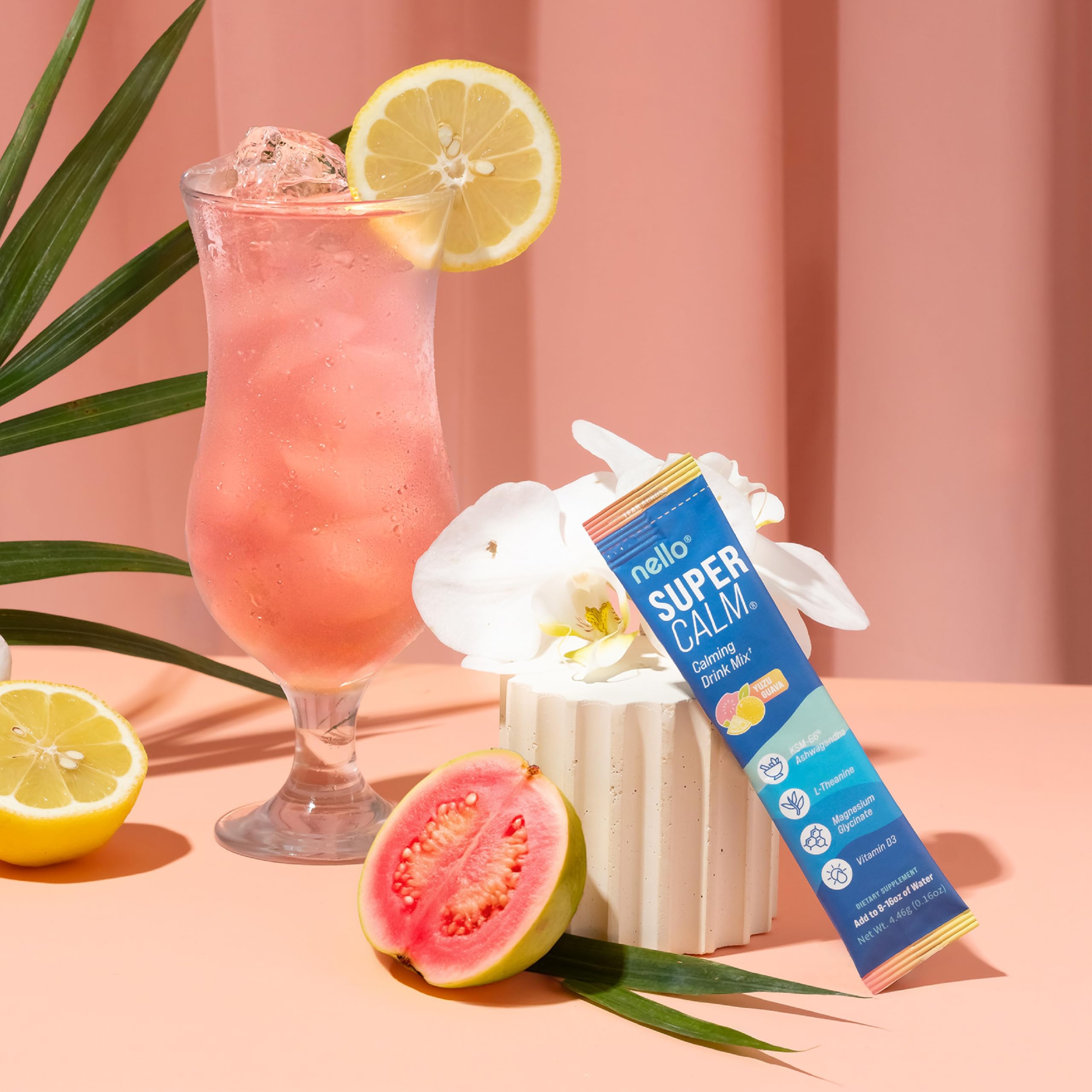 Nello SuperCalm packaging closeup with clear ingredients