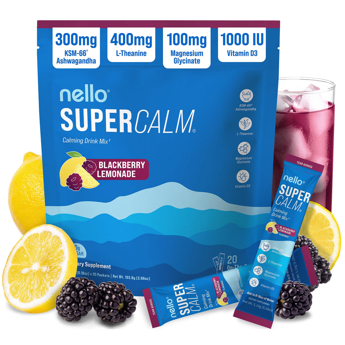 Nello Supercalm packet with Spiced Apple for on-the-go relaxation and focus
