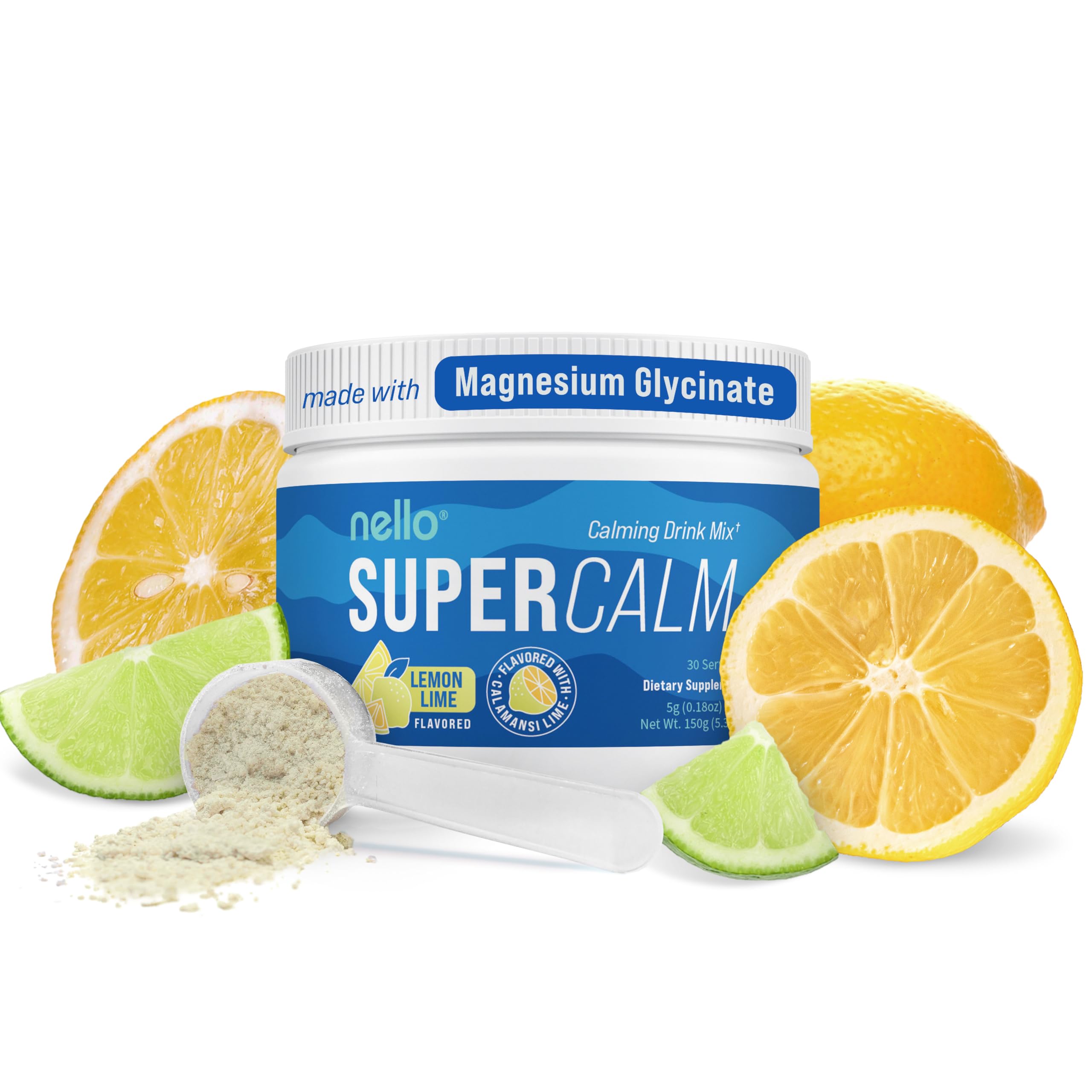 Nello SuperCalm tub with lemon lime flavor for on-the-go relaxation and focus.
