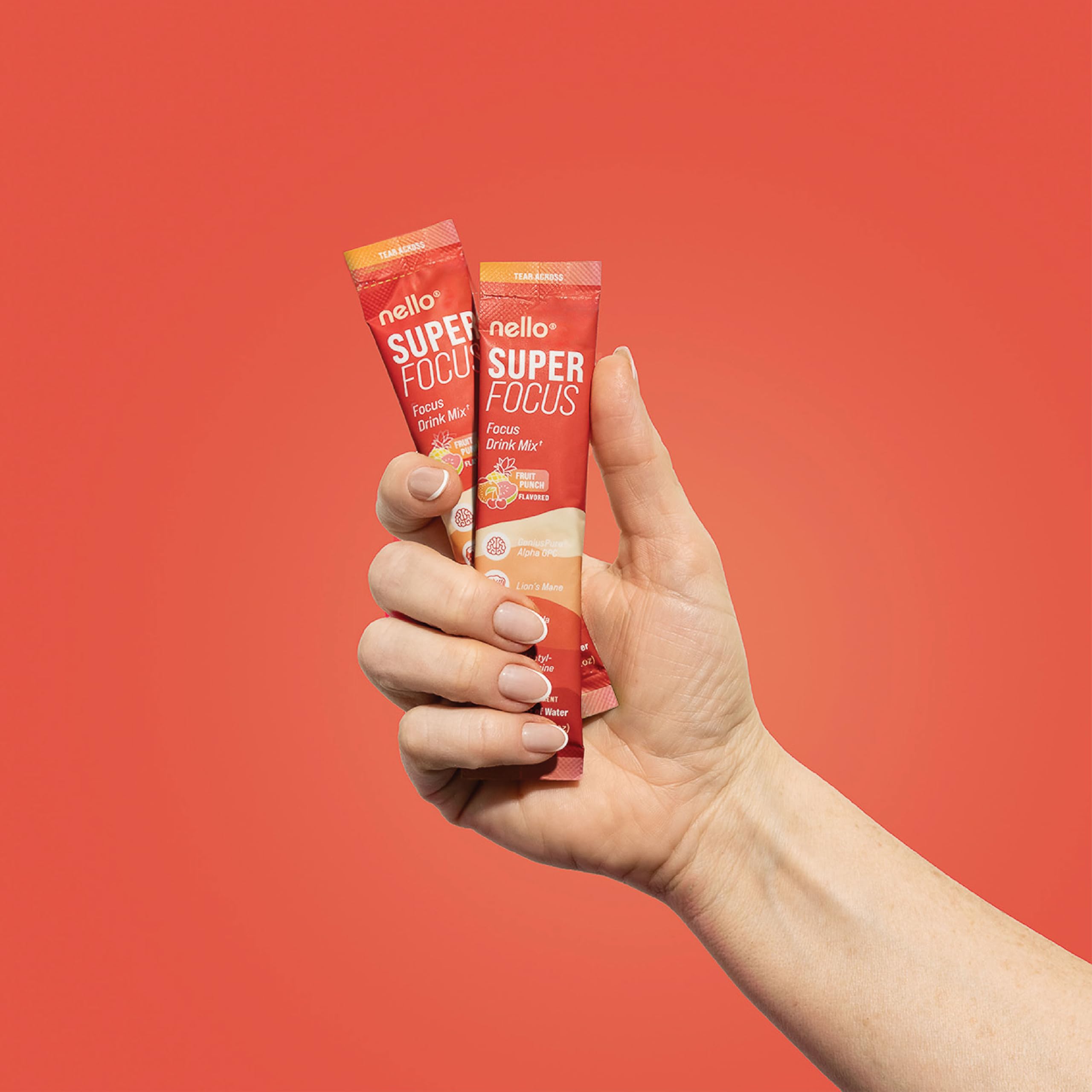 Nello Superfocus fruit punch dissolves in water to boost concentration during gaming