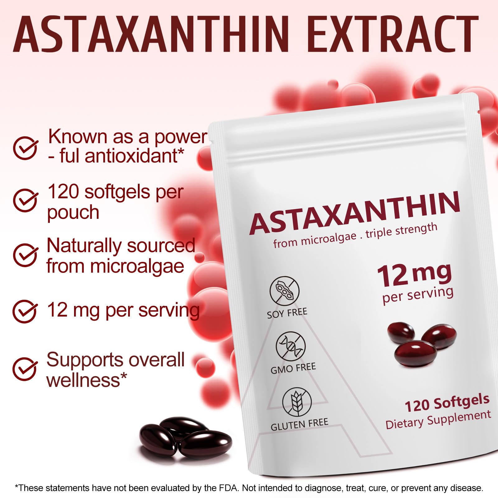 NenMaoKeNu astaxanthin softgels closeup shows capsule texture and premium quality.